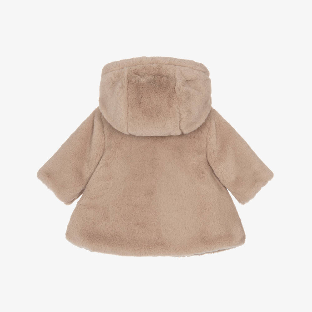 Mayoral Newborn-Girls Ivory-Cozy Dual-Sided Coat | Childrensalon Outlet