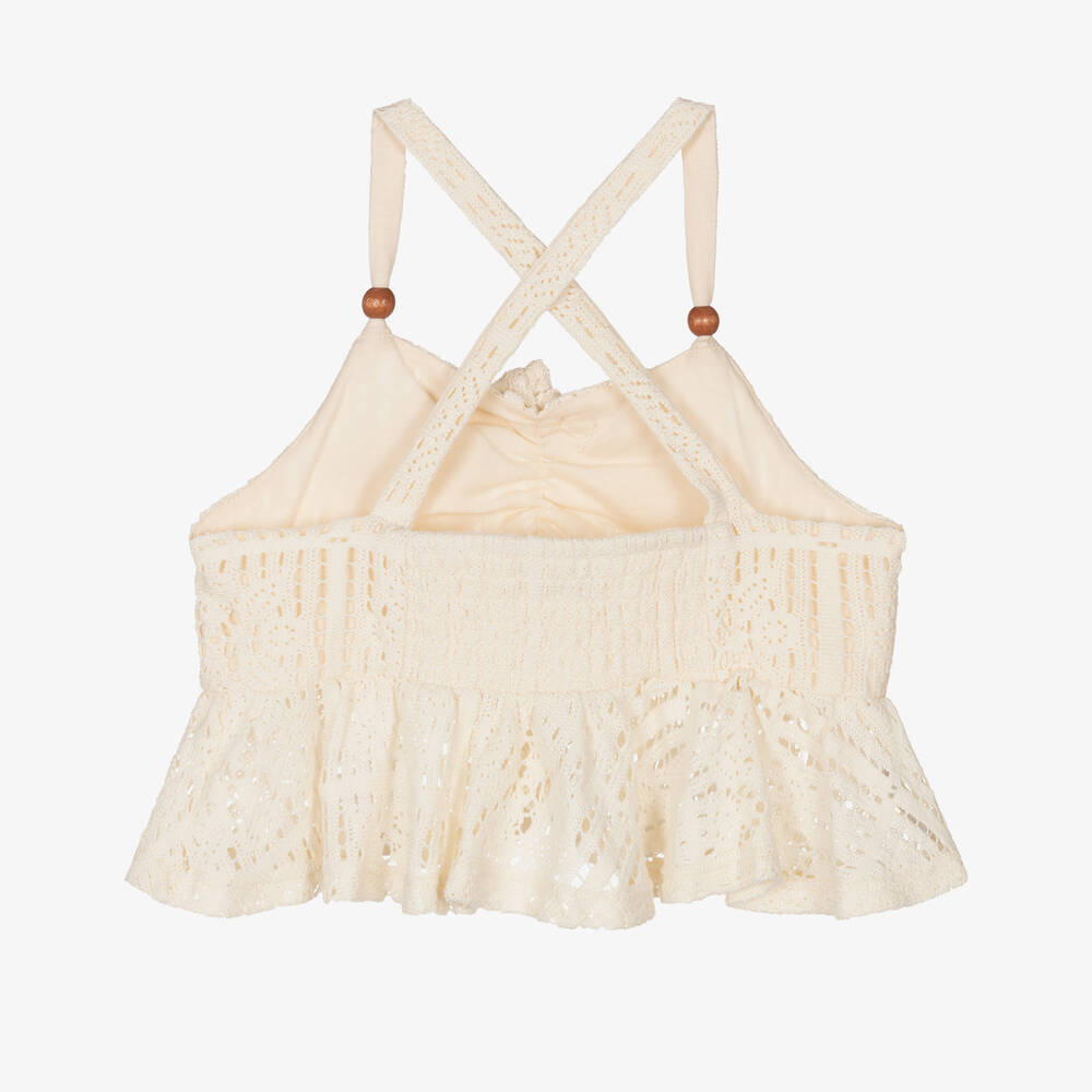 Mayoral-Girls Ivory Crochet Crop Top | Childrensalon Outlet