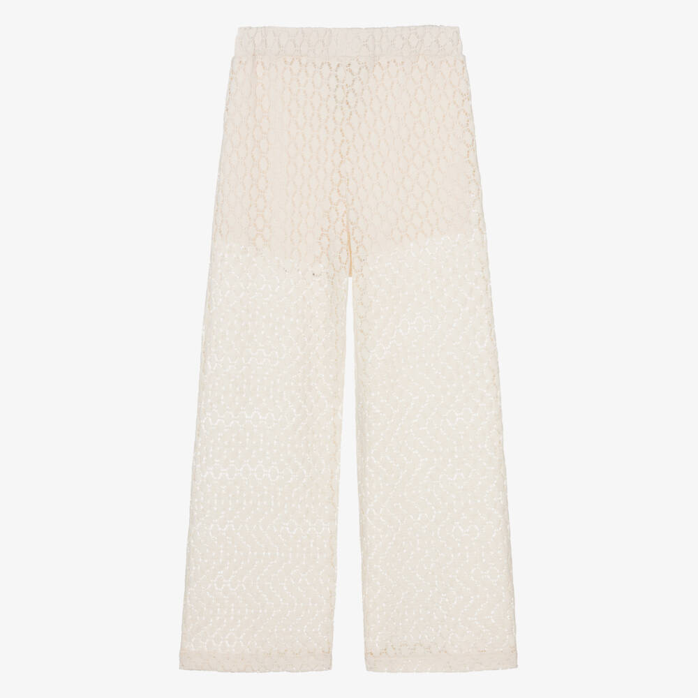 Mayoral-Girls Ivory Crochet-Inspired Cotton Pants | Childrensalon Outlet