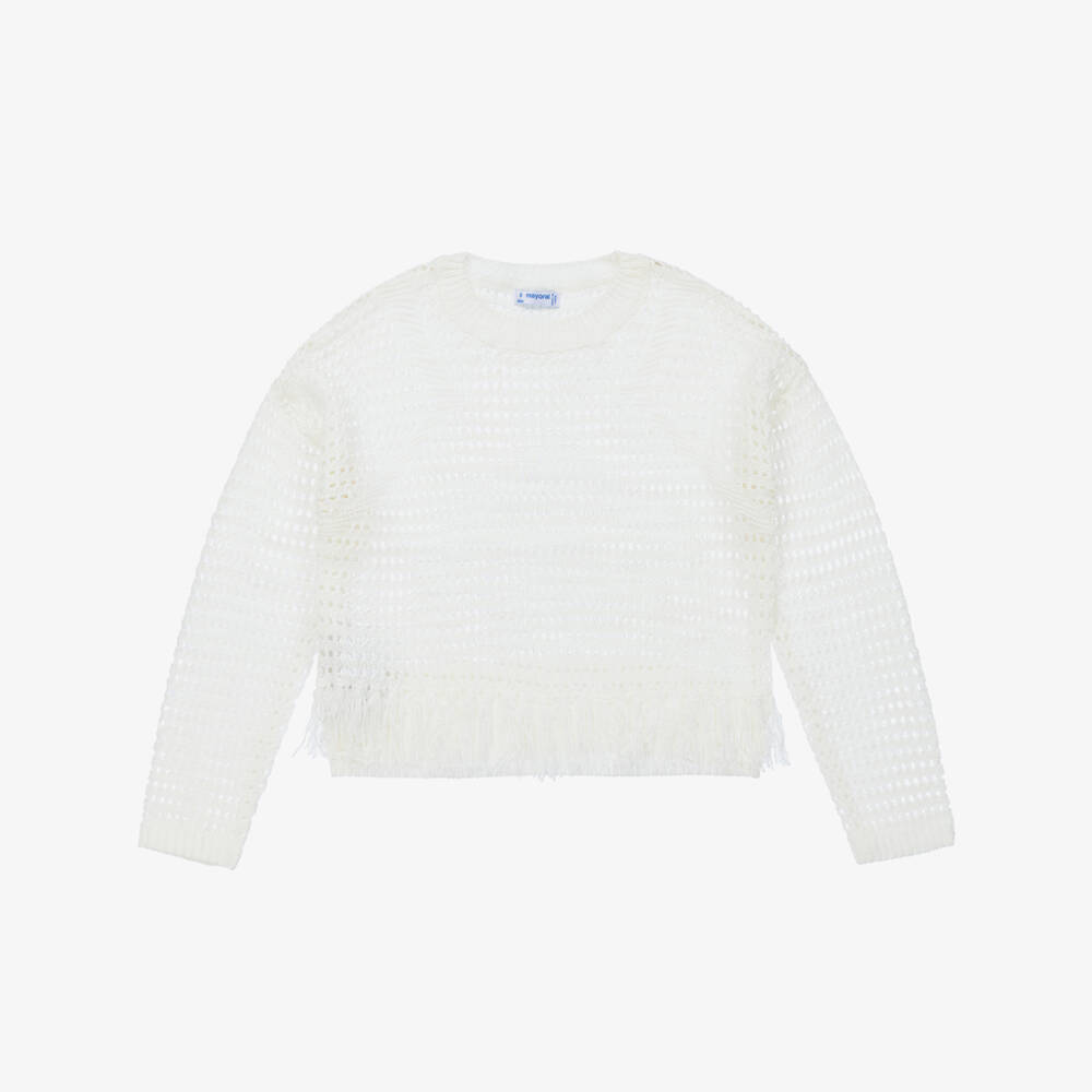 Mayoral-Girls Ivory Crochet Sweater | Childrensalon Outlet