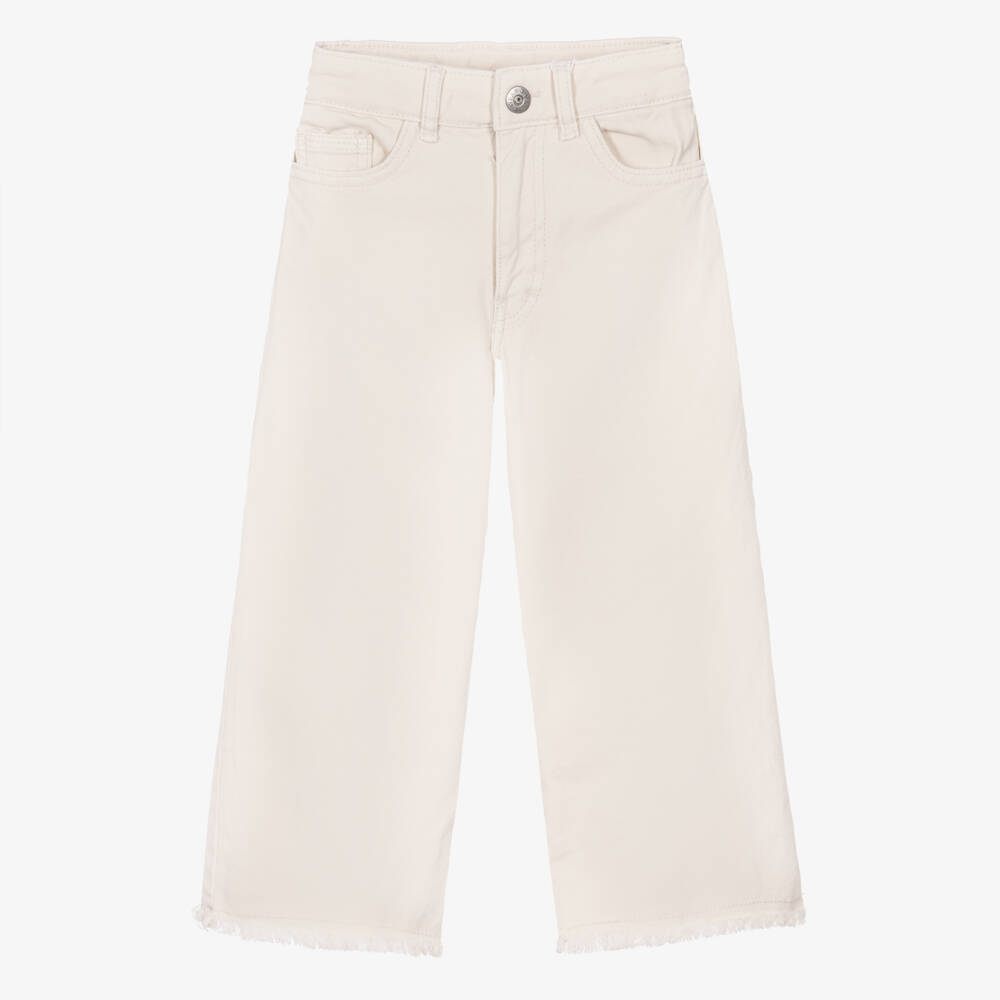 Mayoral-Girls Ivory Denim Jeans | Childrensalon Outlet