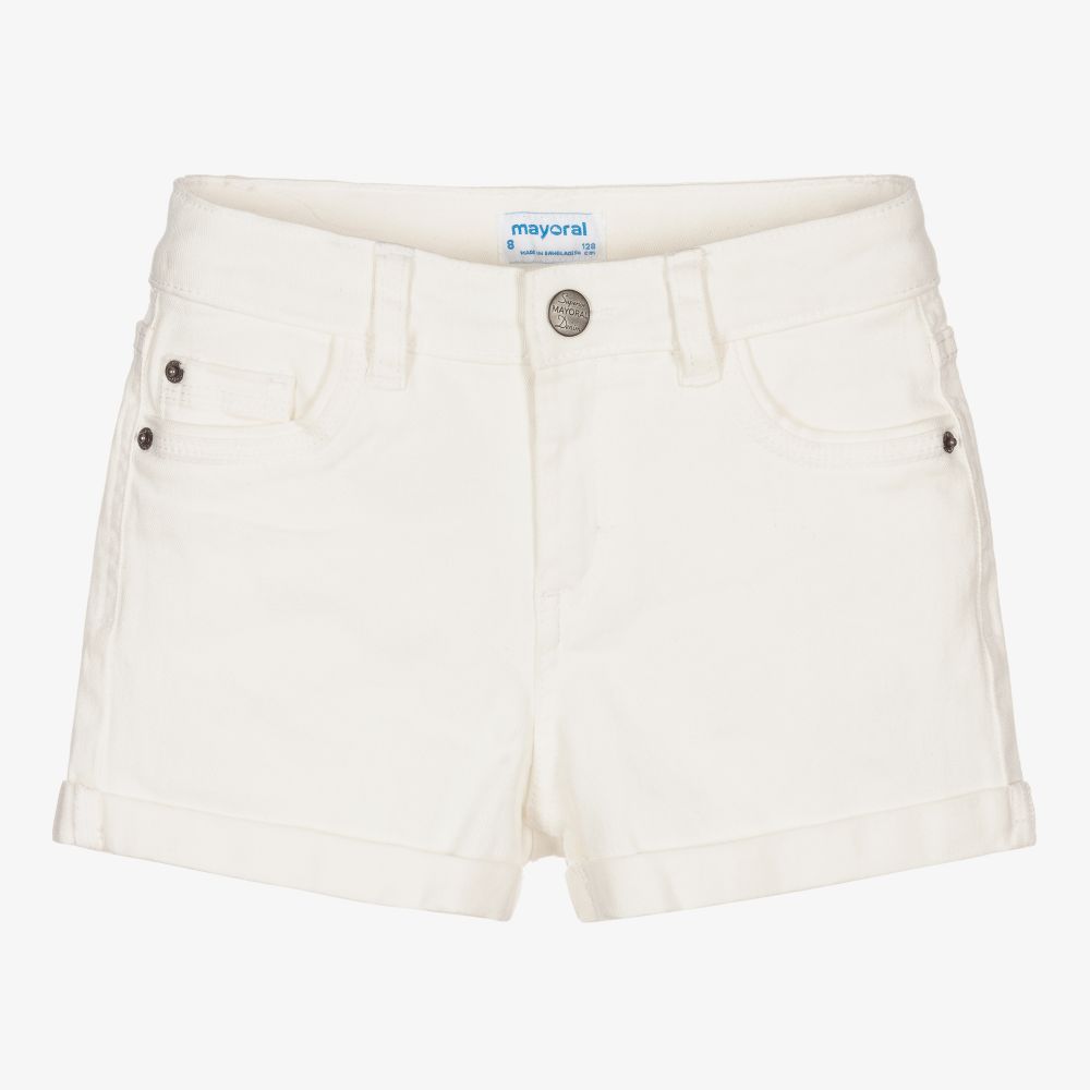 Mayoral-Кремовые джинсовые шорты для девочек | Childrensalon Outlet