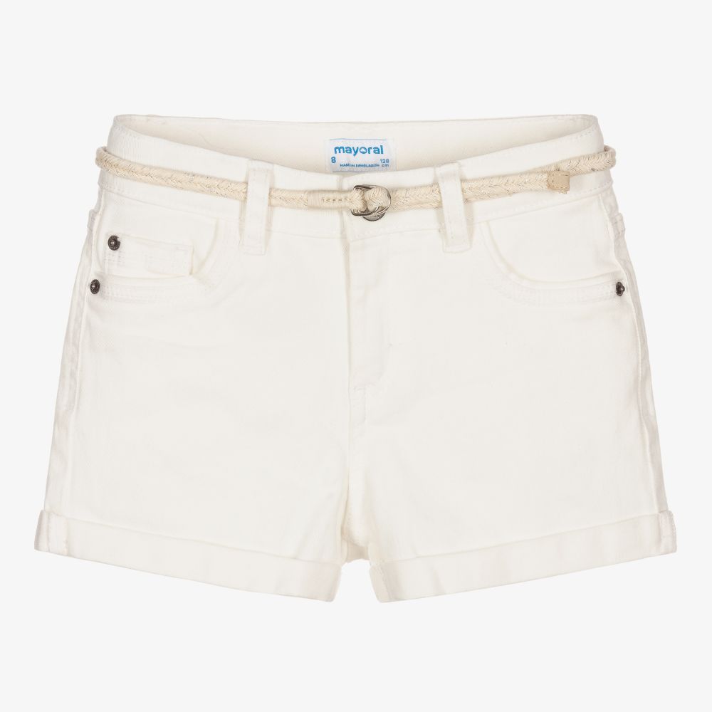 Mayoral - Girls Ivory Denim Shorts | Childrensalon