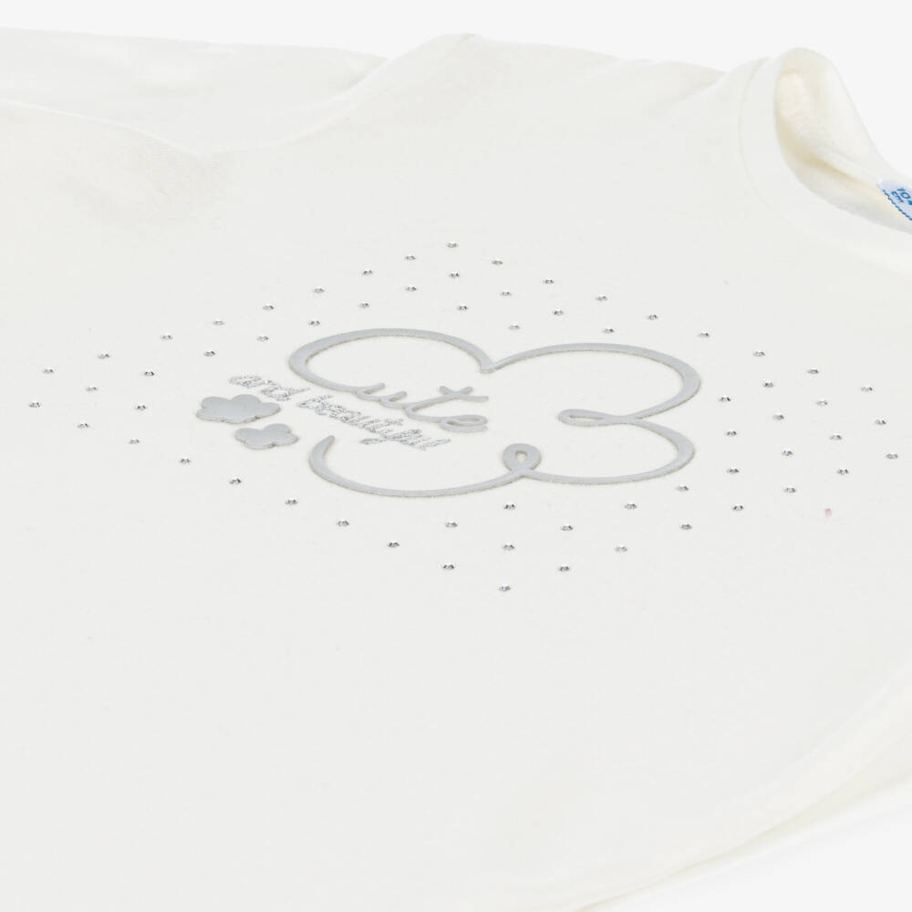 Mayoral-توب قطن مزين بديامونتي لون عاجي للبنات | Childrensalon Outlet