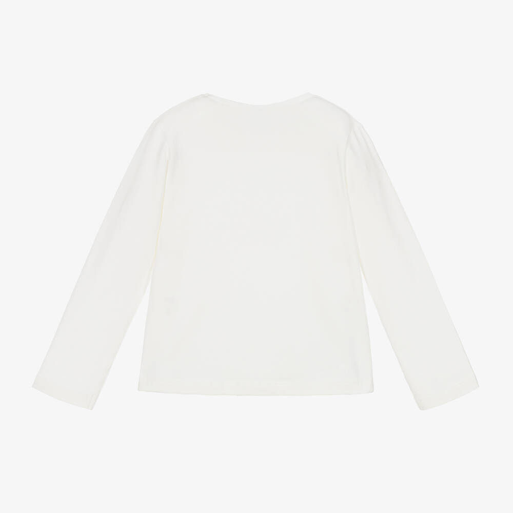 Mayoral-توب قطن مزين بديامونتي لون عاجي للبنات | Childrensalon Outlet