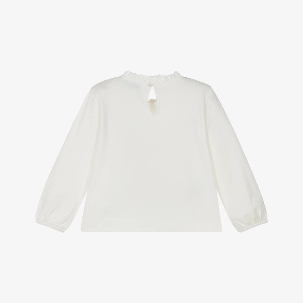 Mayoral-Girls Ivory Dog Motif Cotton Tee | Childrensalon Outlet