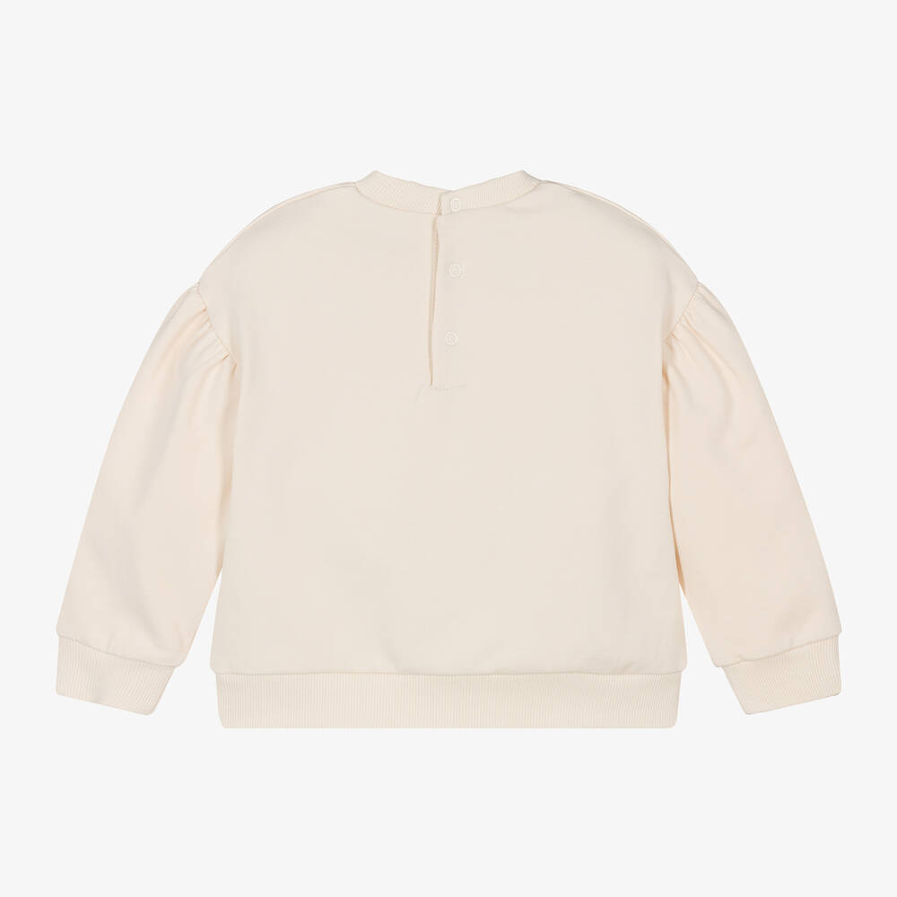 Mayoral Girls Ivory Embroidered Cotton Sweatshirt