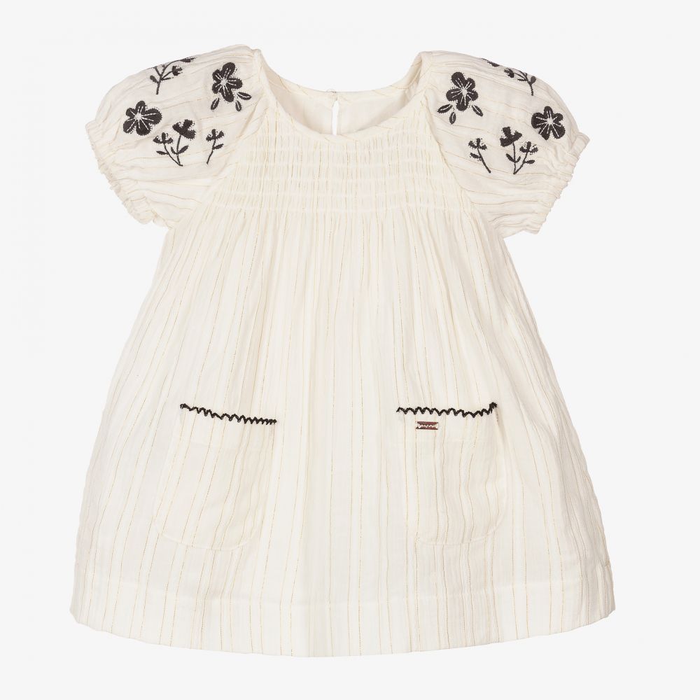 Mayoral - Girls Ivory Embroidered Dress | Childrensalon