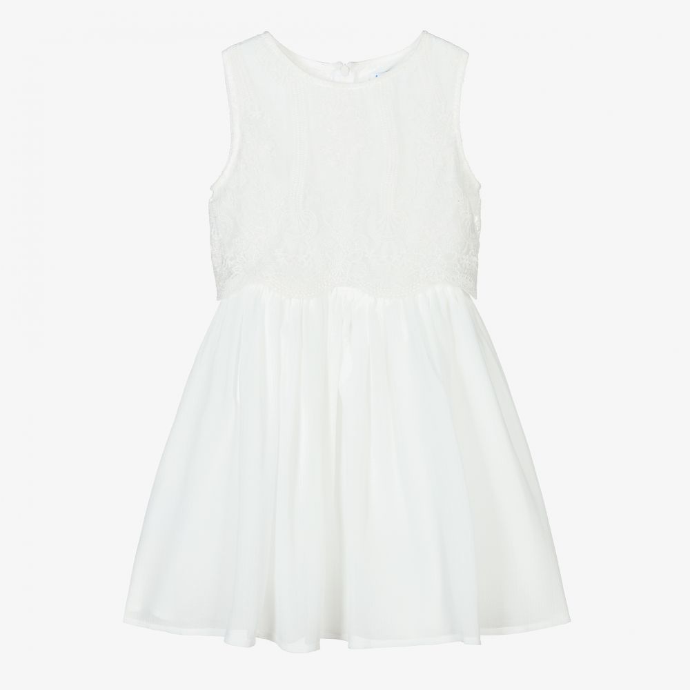 Mayoral - Girls Ivory Embroidered Dress | Childrensalon