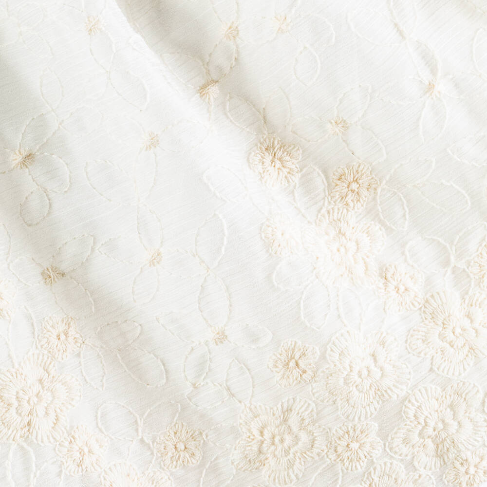 Mayoral-Girls Ivory Embroidered Floral Chiffon Dress | Childrensalon Outlet