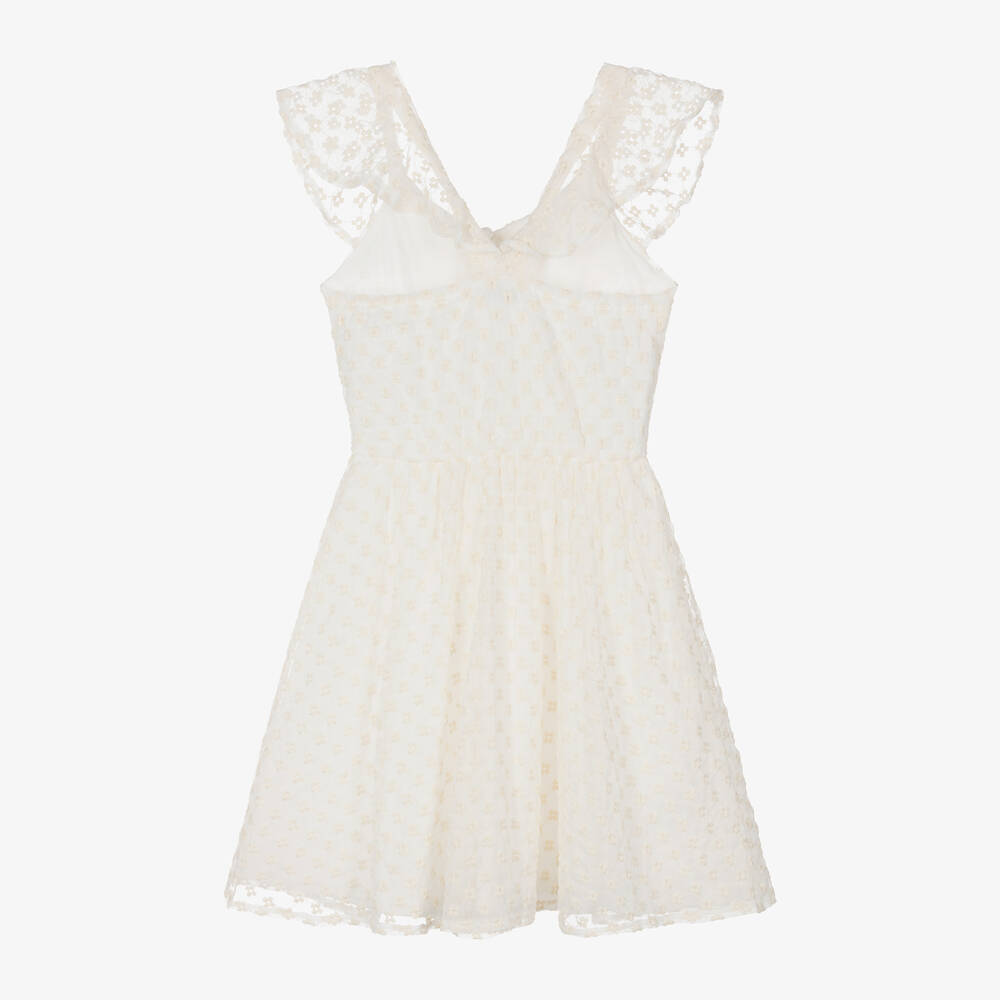Mayoral-Girls Ivory Embroidered Floral Dress | Childrensalon Outlet