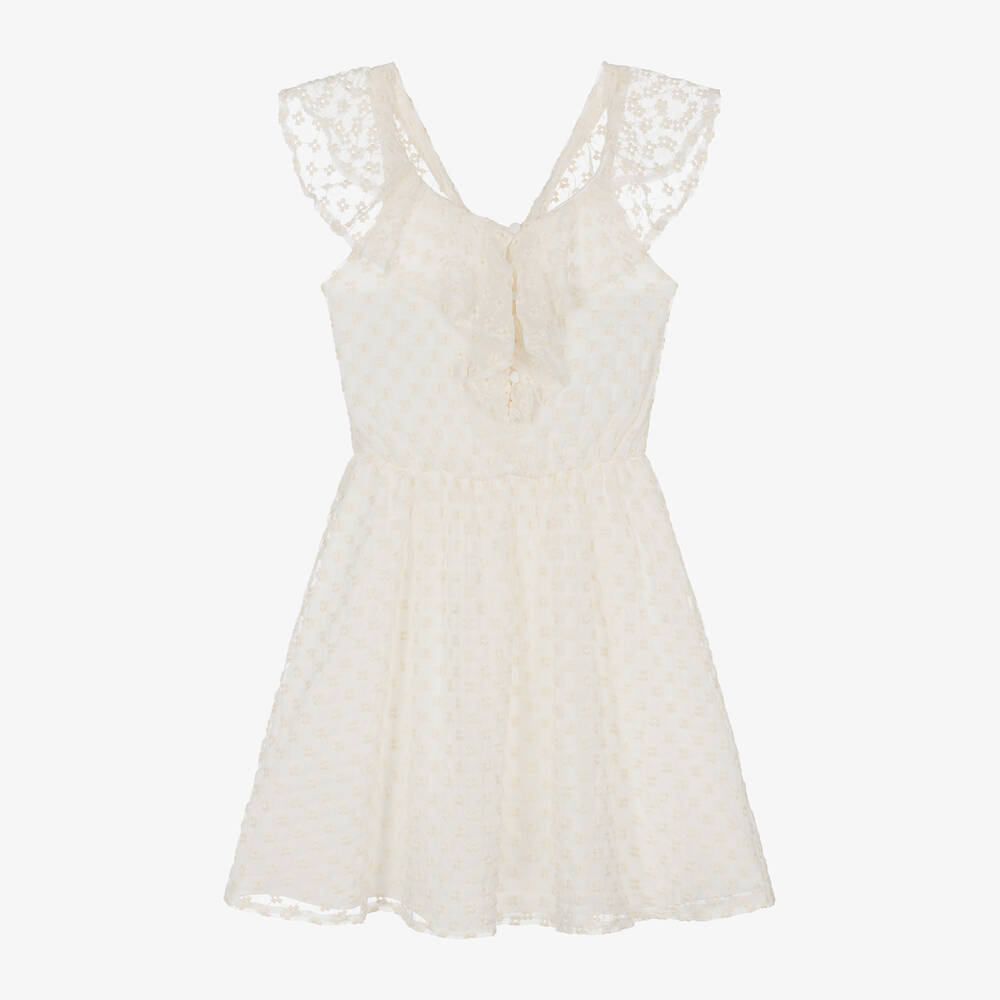Mayoral-Girls Ivory Embroidered Floral Dress | Childrensalon Outlet