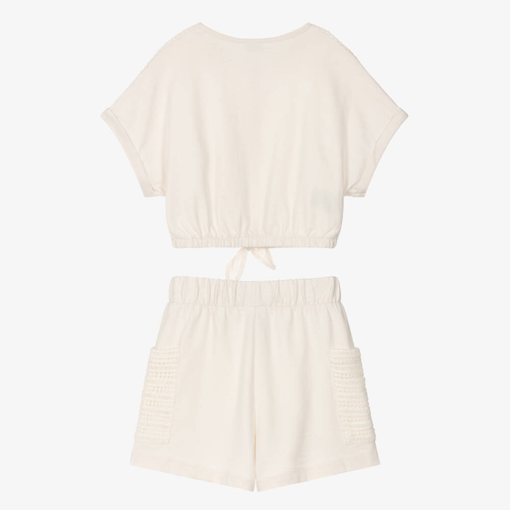 Mayoral-Girls Ivory Ensemble with Shorts | Childrensalon Outlet