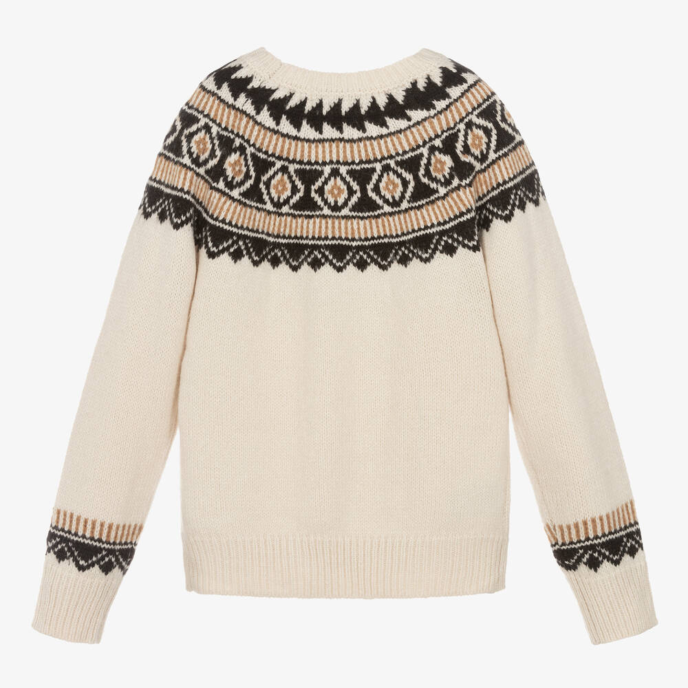 Mayoral Girls Ivory Fair Isle Knit Sweater