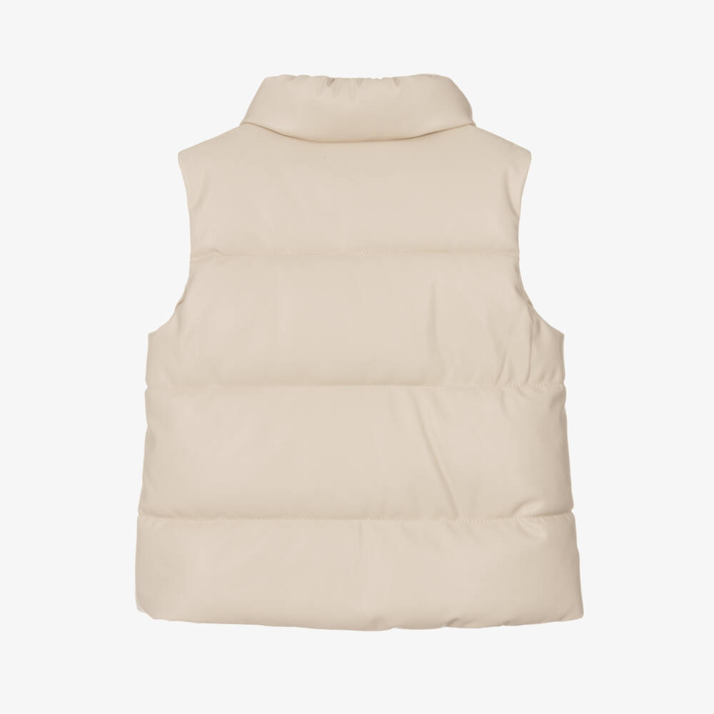 Mayoral-Girls Ivory Faux Leather Puffer Vest | Childrensalon Outlet