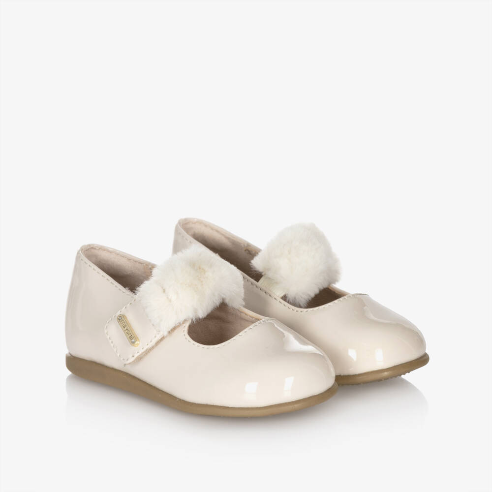 Mayoral-Girls Ivory Faux Patent Leather Bar Shoes | Childrensalon Outlet