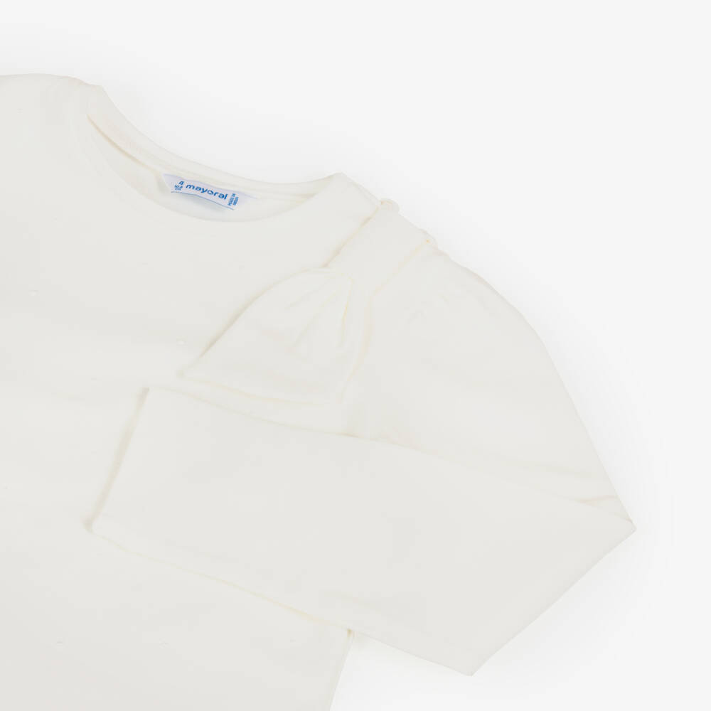 Mayoral-Girls Ivory Faux Pearl Top | Childrensalon Outlet