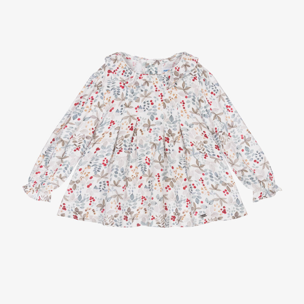 Mayoral - Кремовая блузка в цветочек | Childrensalon
