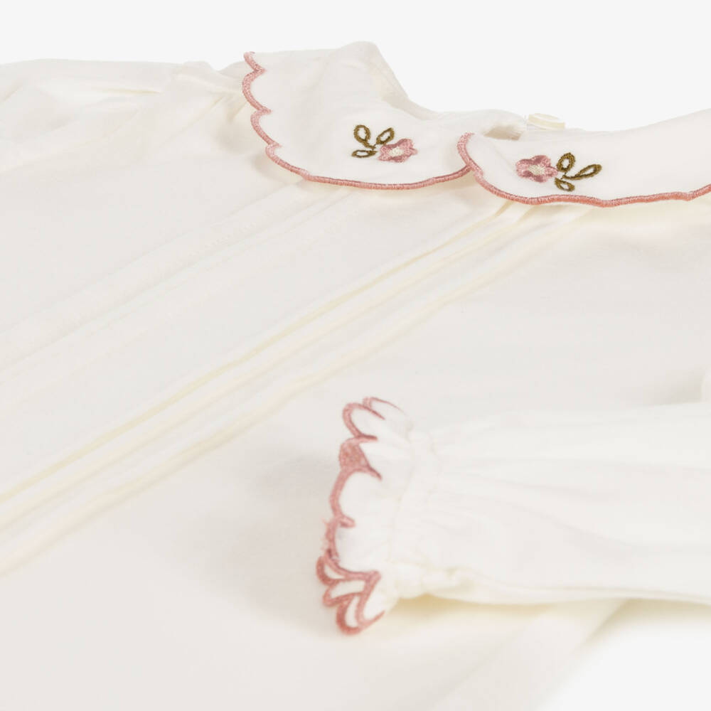 Mayoral-Girls Ivory Floral Collar Top | Childrensalon Outlet