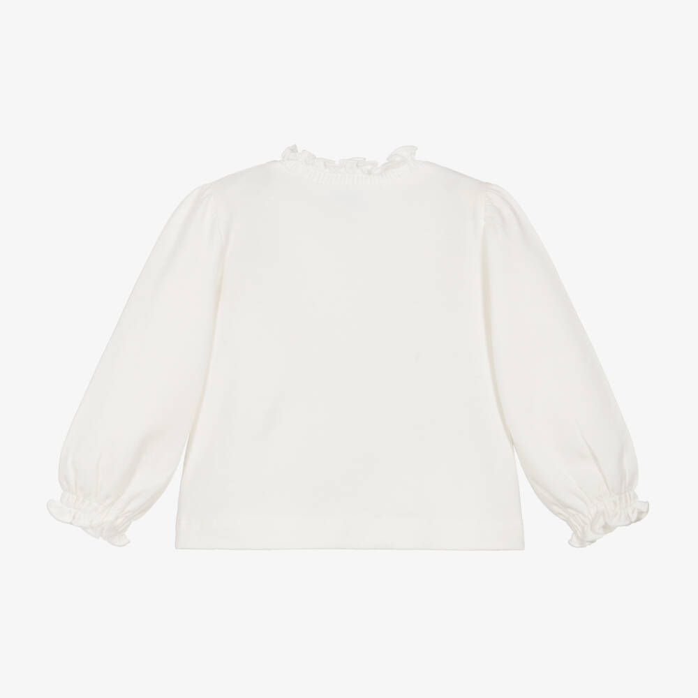 Mayoral-Girls Ivory Floral Cotton Top | Childrensalon Outlet