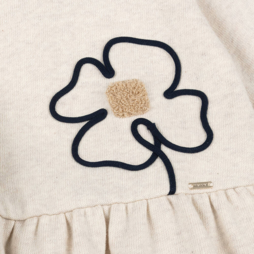 Mayoral-Кремовое платье из трикотажа с цветочным узором для девочек | Childrensalon Outlet