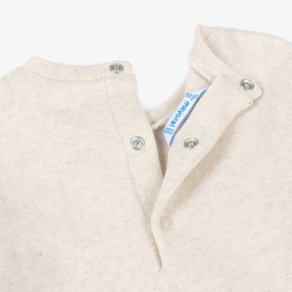 Mayoral-Кремовое платье из трикотажа с цветочным узором для девочек | Childrensalon Outlet