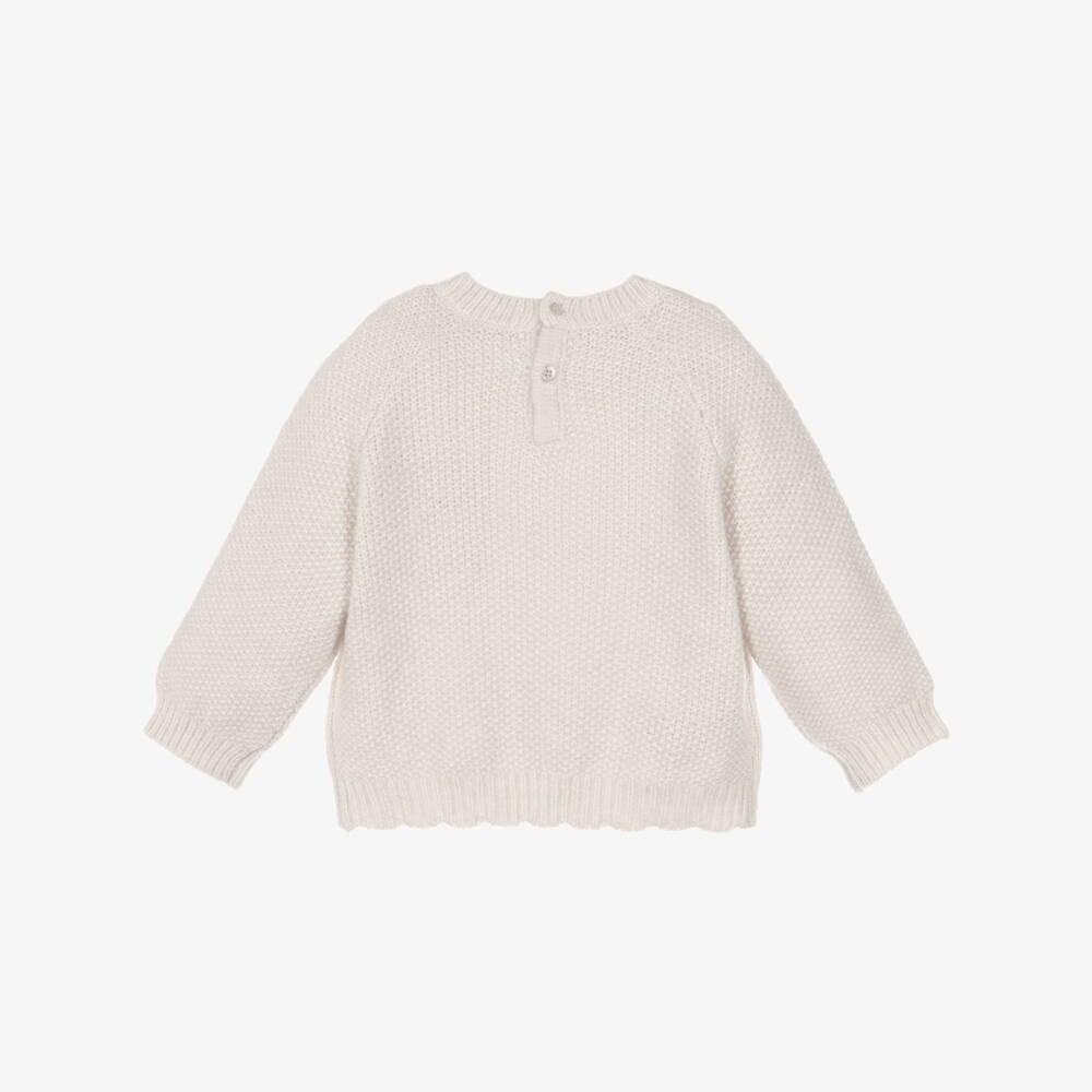 Mayoral-Girls Ivory Floral Knit Jumper | Childrensalon Outlet