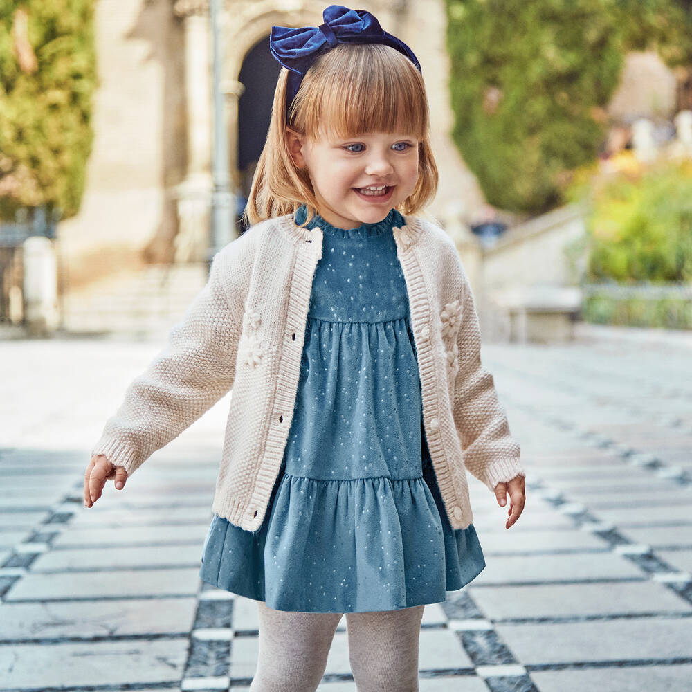 Mayoral-Girls Ivory Floral Knitted Cardigan | Childrensalon Outlet