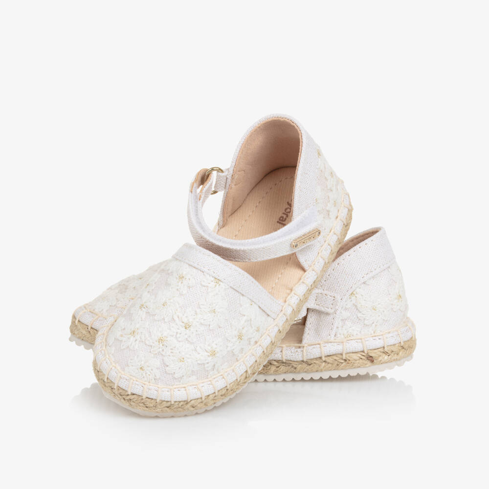 Mayoral-Girls Ivory Floral Lace Espadrilles | Childrensalon Outlet