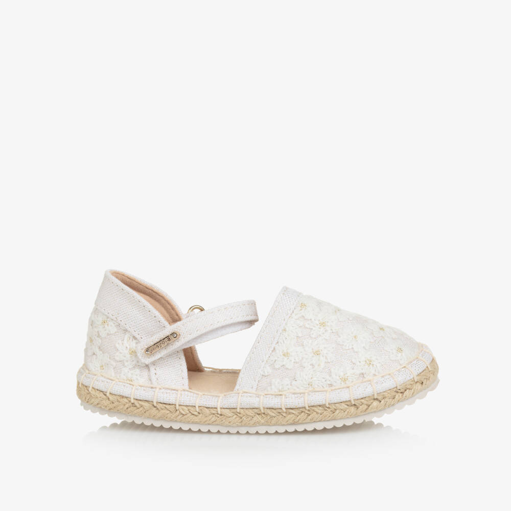 Mayoral-Girls Ivory Floral Lace Espadrilles | Childrensalon Outlet