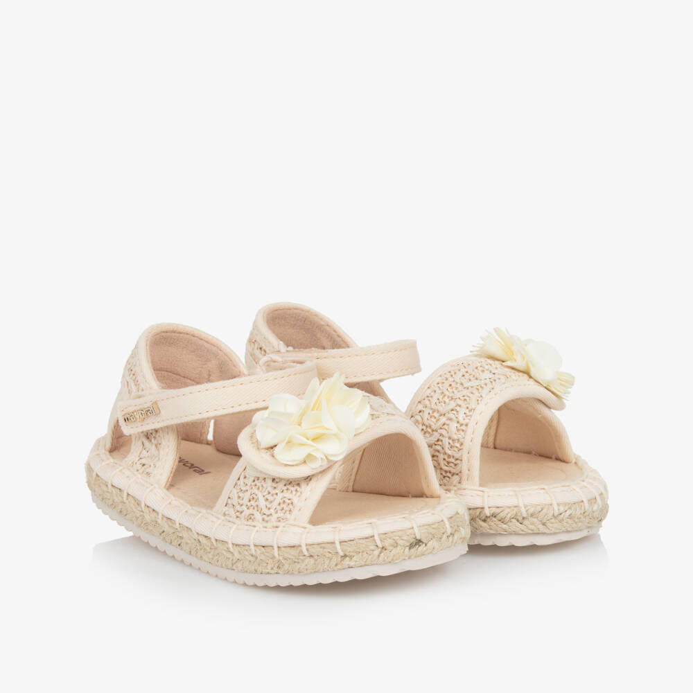 Mayoral-Girls Ivory Floral Lace Sandals | Childrensalon Outlet