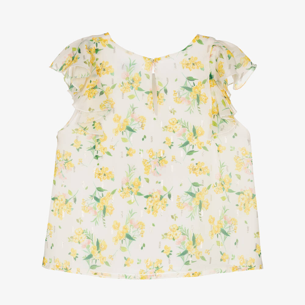 Mayoral-Кремовая шифоновая блузка с цветами | Childrensalon Outlet