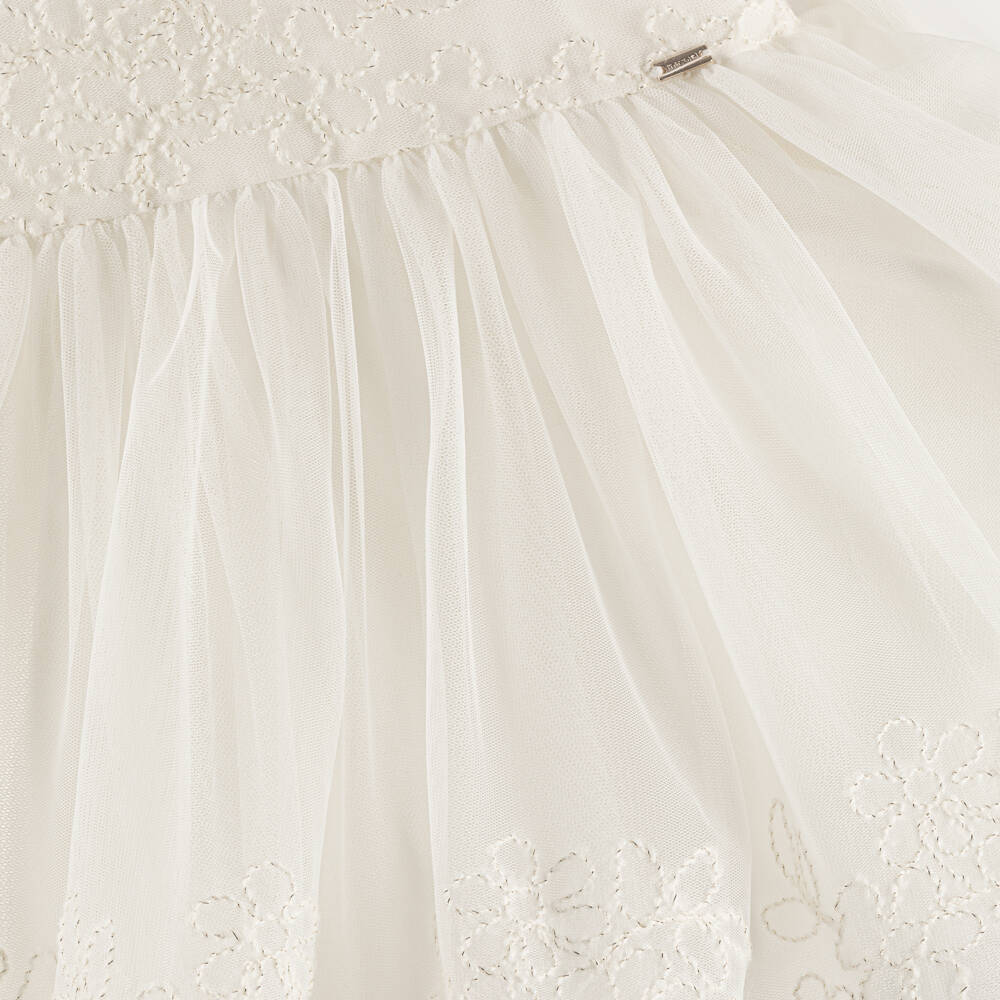 Mayoral-Кремовое платье из тюля с цветочным узором для девочек | Childrensalon Outlet