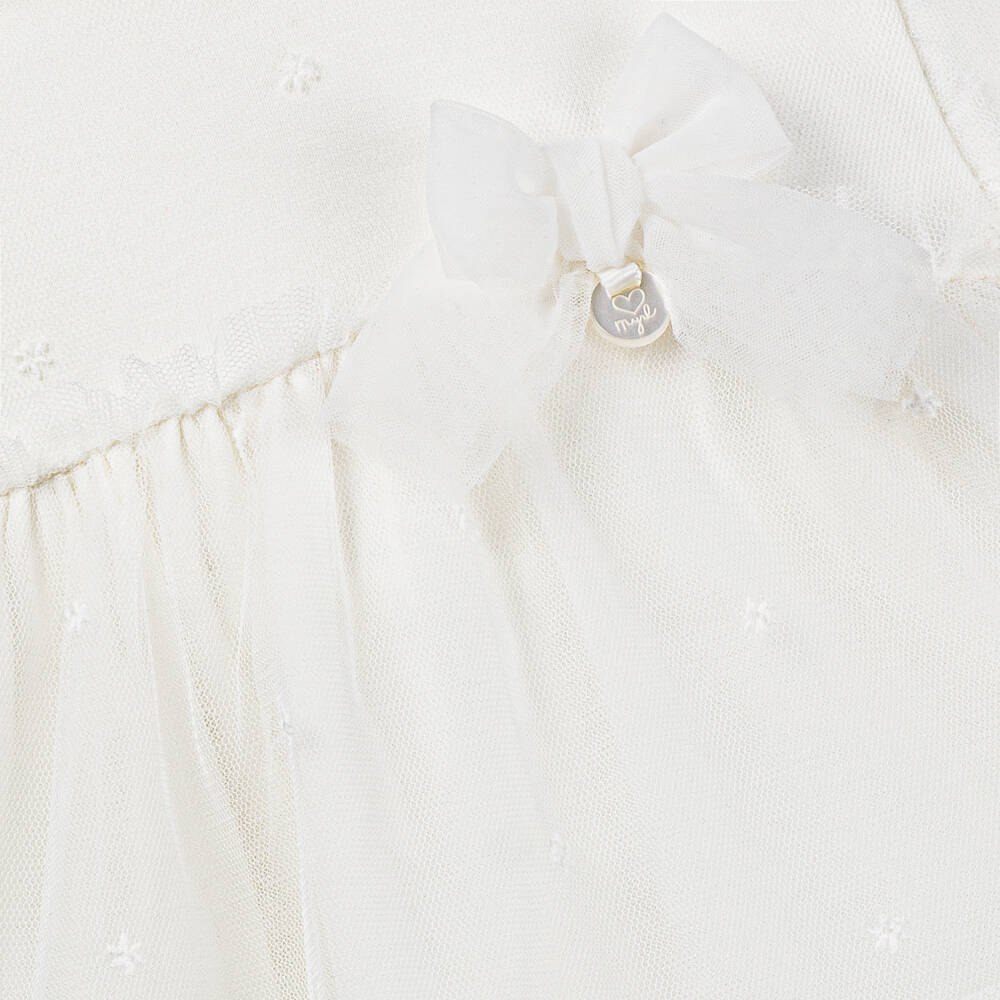 Mayoral Newborn-Girls Ivory Floral Tulle Gown | Childrensalon Outlet
