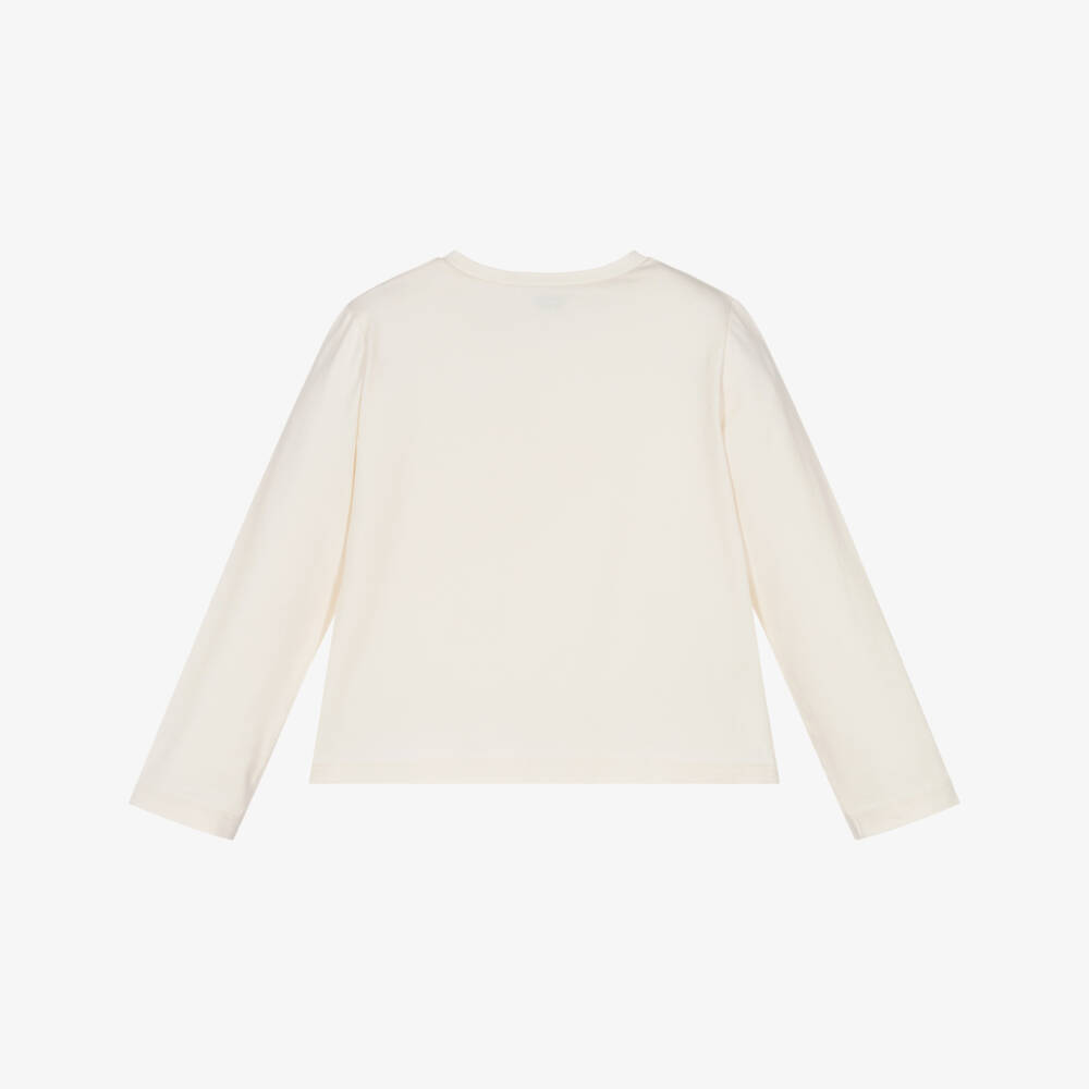 Mayoral-Кремовая хлопковая футболка с цветами для девочек | Childrensalon Outlet