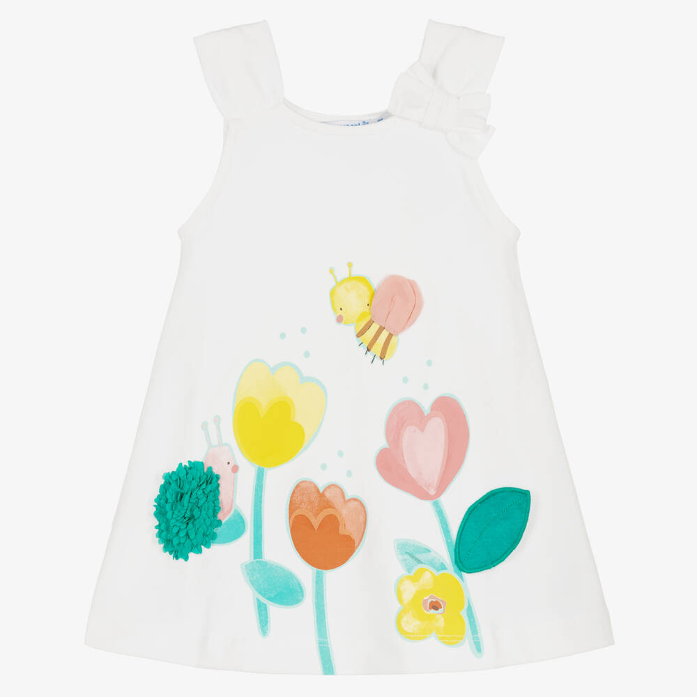 Mayoral-Girls Ivory Flower Dress | Childrensalon Outlet