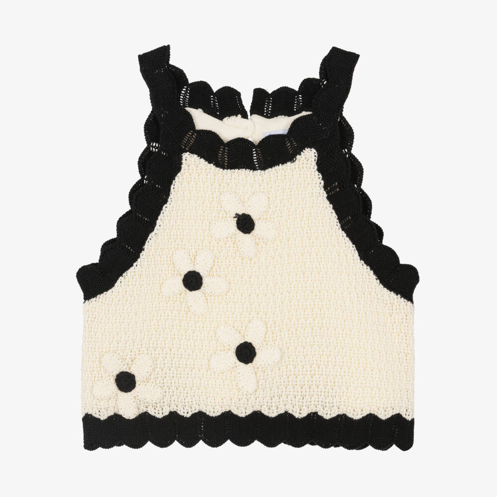 Mayoral-Girls Ivory Flower Knit Top | Childrensalon Outlet