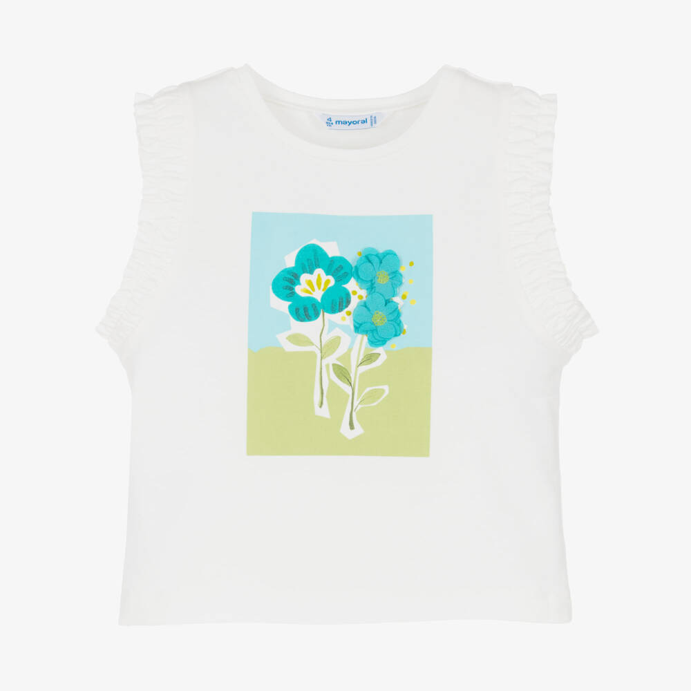 Mayoral-Girls Ivory Flower Sleeveless Top | Childrensalon Outlet