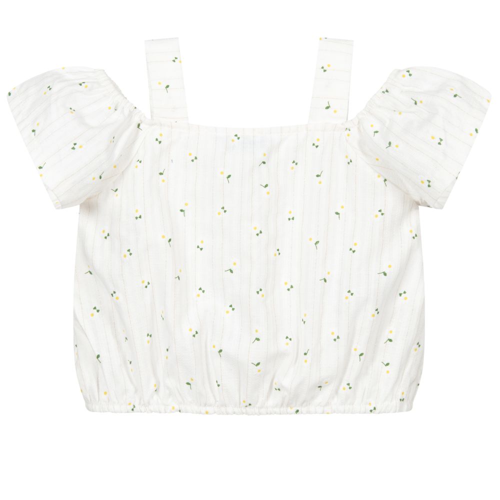 Mayoral-Girls Ivory Flowers Blouse | Childrensalon Outlet