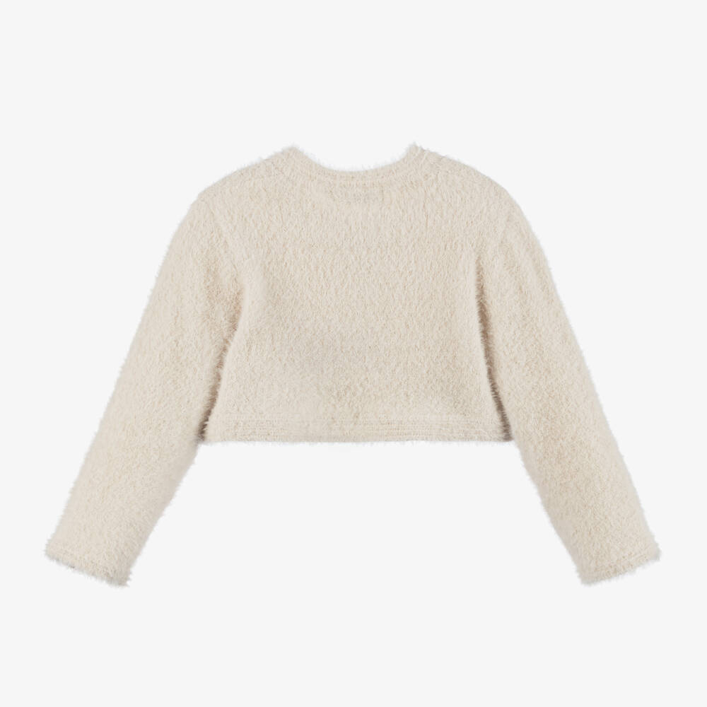 Mayoral-Girls Ivory Fluffy Knit Bolero | Childrensalon Outlet