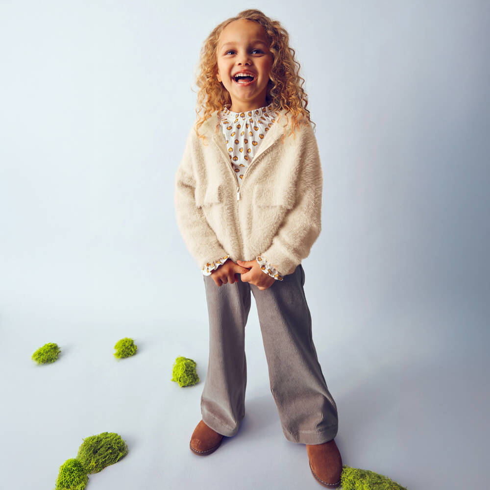 Mayoral-توب محبوك عاجي دافئ للبنات مع قبعة | Childrensalon Outlet