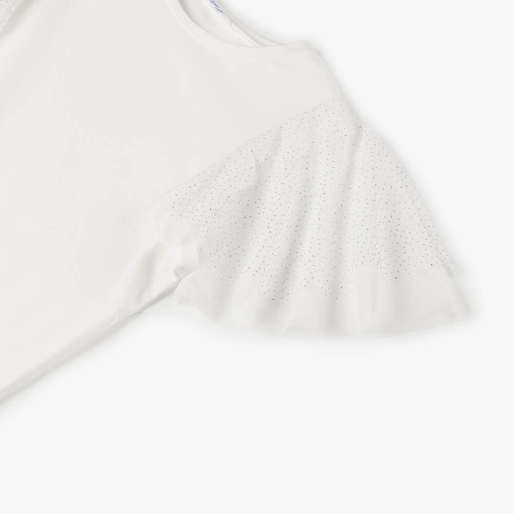 Mayoral-Girls Ivory Glamour Sleeve Tee | Childrensalon Outlet