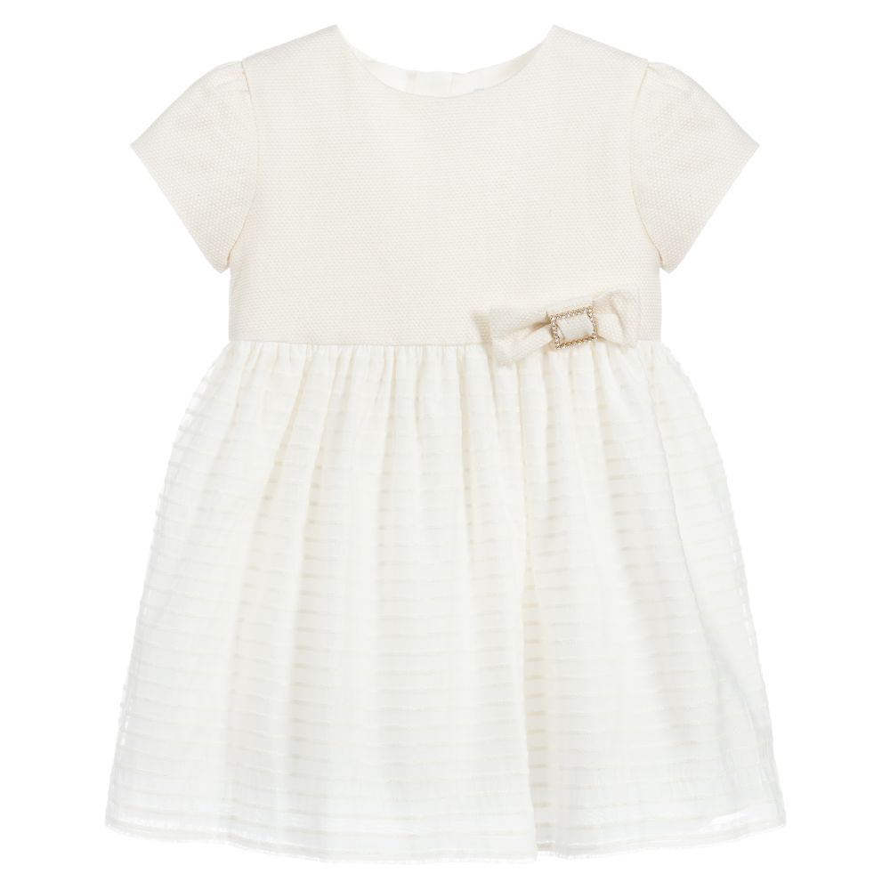 Mayoral - Girls Ivory & Gold Dress | Childrensalon