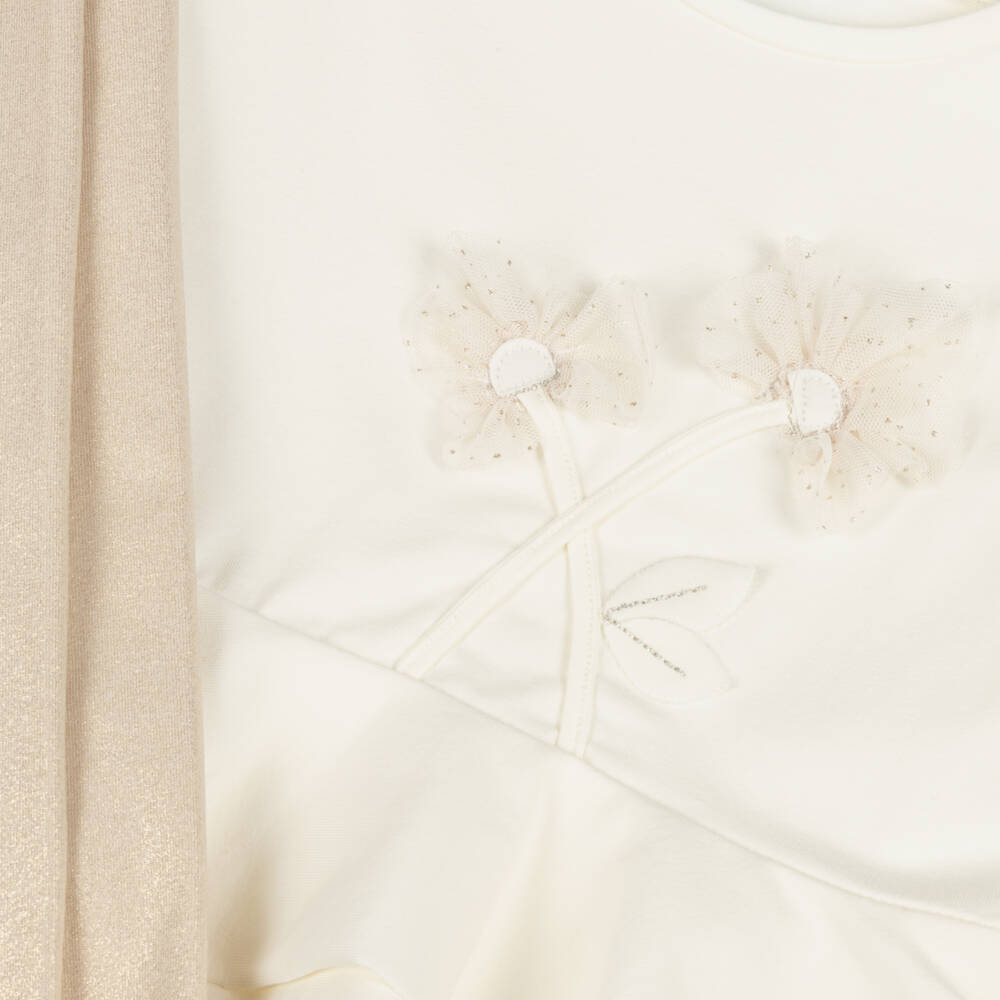 Mayoral-Girls Ivory & Gold Leggings Ensemble | Childrensalon Outlet