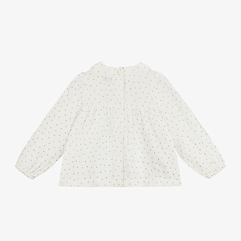 Mayoral-Girls Ivory Gold Spot Blouse | Childrensalon Outlet