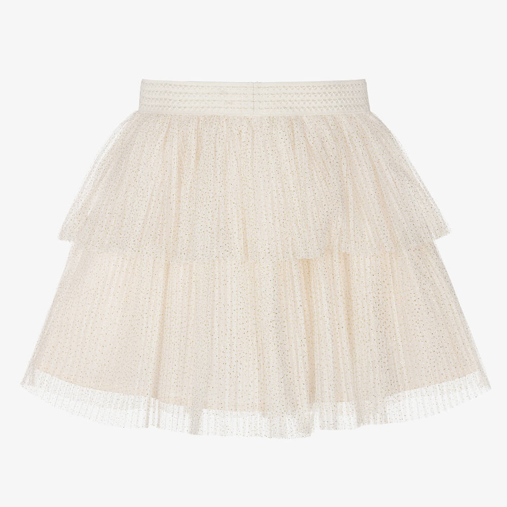 Mayoral-Girls Ivory & Gold Tulle Tutu Skirt | Childrensalon Outlet