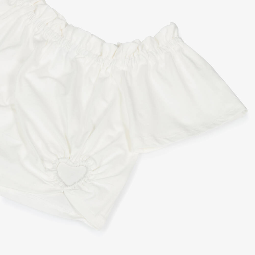 Mayoral-Girls Ivory Heart Accent Crop | Childrensalon Outlet