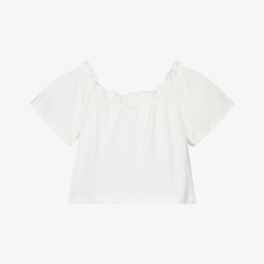 Mayoral-Girls Ivory Heart Accent Crop | Childrensalon Outlet