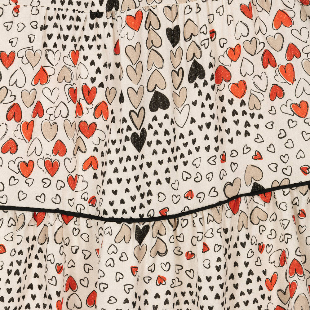 Mayoral-Girls Ivory Heart Print Viscose Dress | Childrensalon Outlet