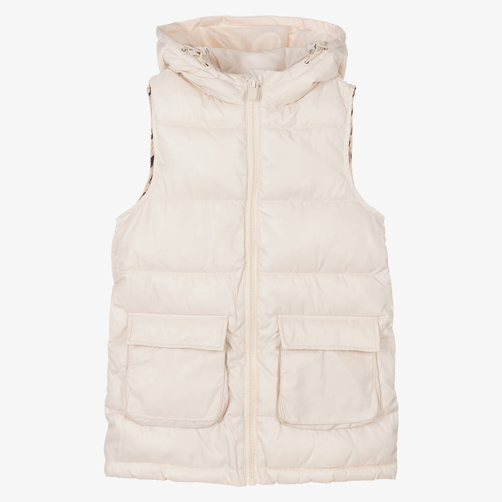 Mayoral - Girls Ivory Hooded Gilet Jacket | Childrensalon